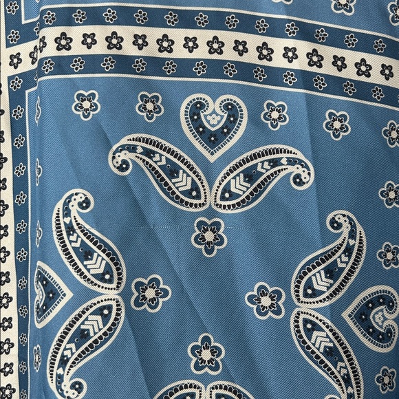 Sandro Blue Paisley Long Sleeve Collared Chloe Silk Mini Dress **Size 40/US 8** - Picture 12 of 12